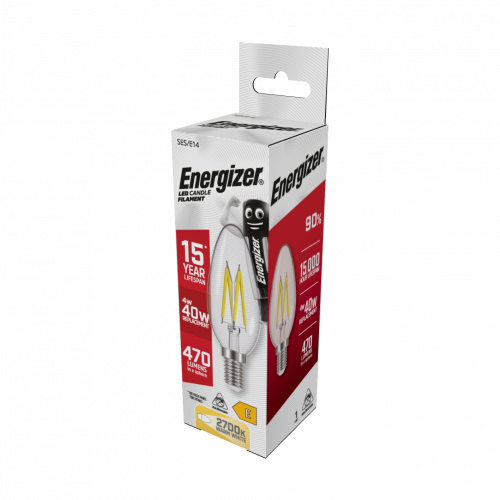 Energizer 3.8w LED Filament Candle Clear SES Warm White (S12869)