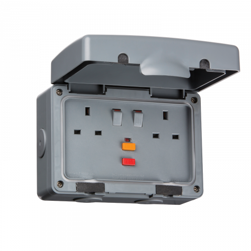 Knightsbridge IP66 13A RCD 2G Switched Socket (IPRCD)