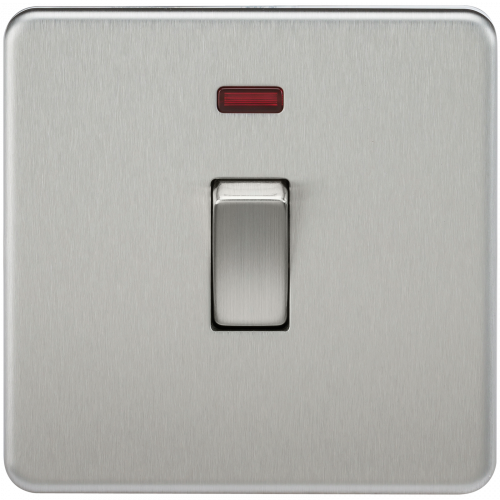 Knightsbridge Screwless 20A 1G DP Switch with Neon - Brushed Chrome (SF8341NBC)