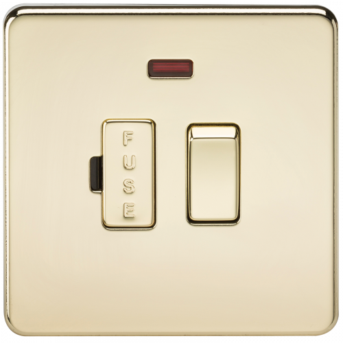 Knightsbridge Screwless 13A Switched Fused Spur Unit with Neon - Polished Brass (SF6300NPB)