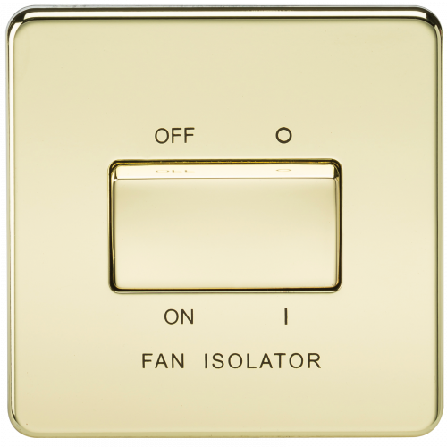 Knightsbridge Screwless 10AX 3 Pole Fan Isolator Switch - Polished Brass (SF1100PB)