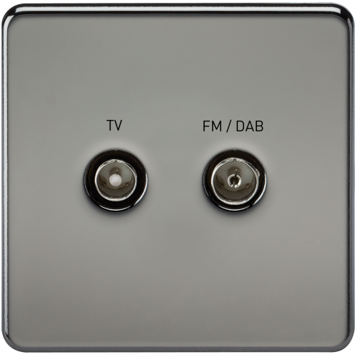 Knightsbridge Screwless Screened Diplex Outlet (TV & FM DAB) - Black Nickel - (SF0160BN)