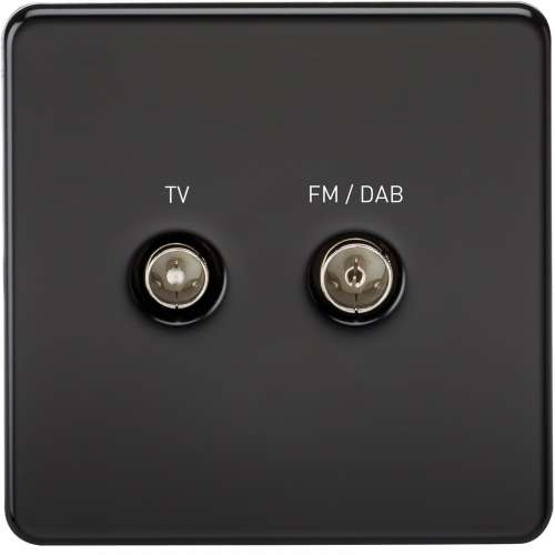 Knightsbridge Screwless Screened Diplex Outlet (TV & FM DAB) - Matt Black - (SF0160MB)