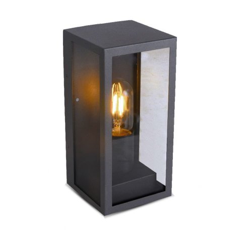 V-Tac WALL LAMP(1*E27) MATT BLACK-CLEAR GLASS - (VT-837-B)