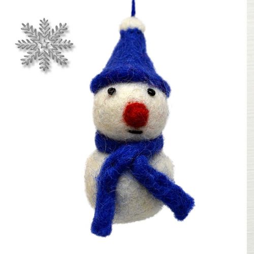 Felt - Christmas Decoration - Snowman - Blue