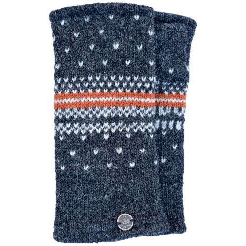 Pure wool - Nordic wristwarmers - grey/burnt orange