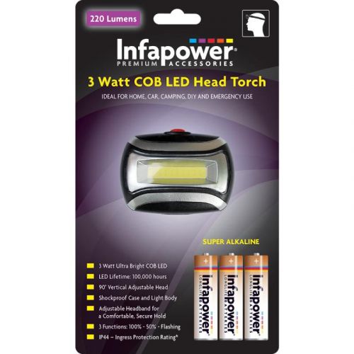 Infapower INF-F037 Shockproof 3 Watt COB LED 90 Vertical Adjustable Head Torch