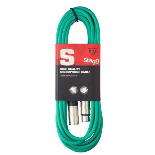 Stagg SMC6C XLR Plug 6m Male Female Microphone Balanced Audio Signal Cable Green