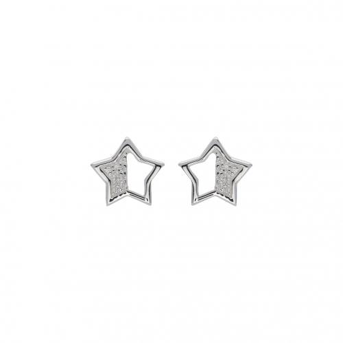 Silver CZ Star Stud Earrings