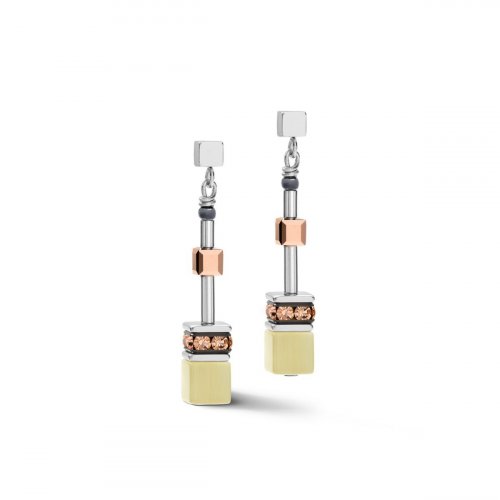 Classic GEOCUBE Earrings Rose Gold, Olive & Peach