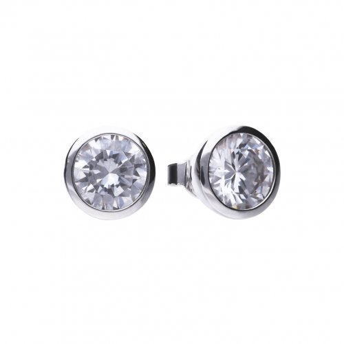 DiamonFire Silver Zirconia 4.00ct Solitaire Rub Set Earrings