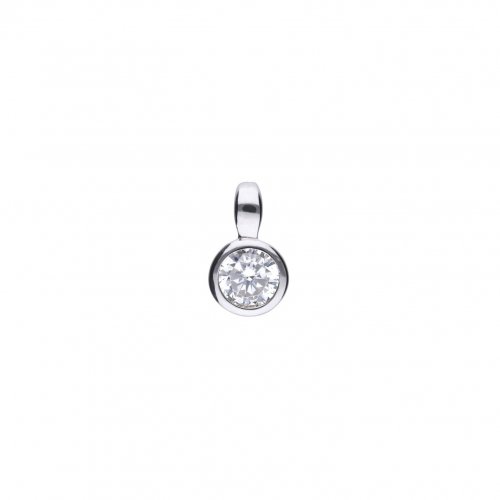 DiamonFire Silver Zirconia 0.25ct Solitaire Bezel Set Necklet