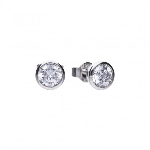 DiamonFire Silver Zirconia 1.50ct Solitaire Rub Set Earrings