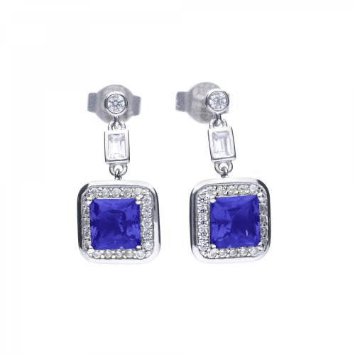 DiamonFire Silver Blue Zirconia Drop Earrings