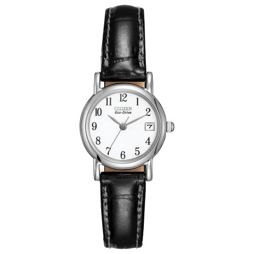 Citizen Ladies Eco Drive Round White Dial Strap Watch.