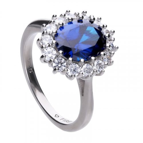 DiamonFire Silver Blue Zirconia Oval Ring