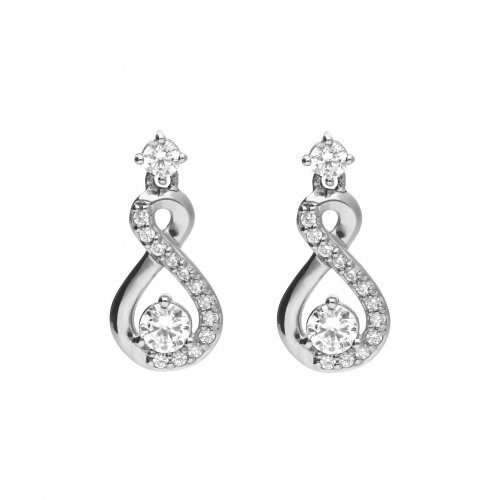 DiamonFire Sterling Silver Infinity Zirconia Drop Earrings