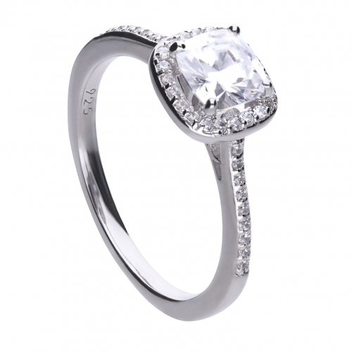 DiamonFire Silver Square Cut Zirconia Ring