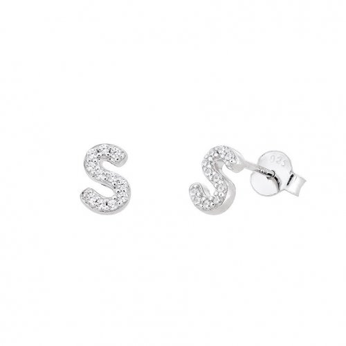 Silver Mini Letter S Stud Earrings