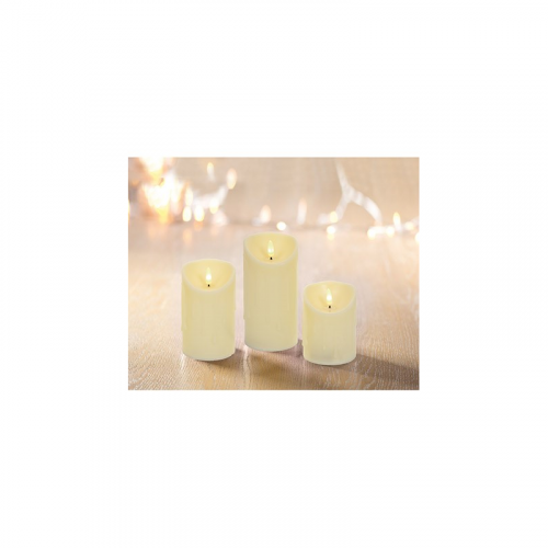 Premier Decorations FlickaBright Melted Edge Candles Cream (Set of 3)