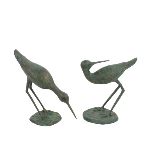 Solstice Sculptures Sandpipers Pair 31&29cm in Dark Verdigris