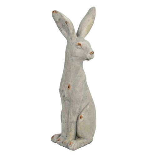 Solstice Sculptures Hare Sitting 61cm -Weathered Lt Stone Effect