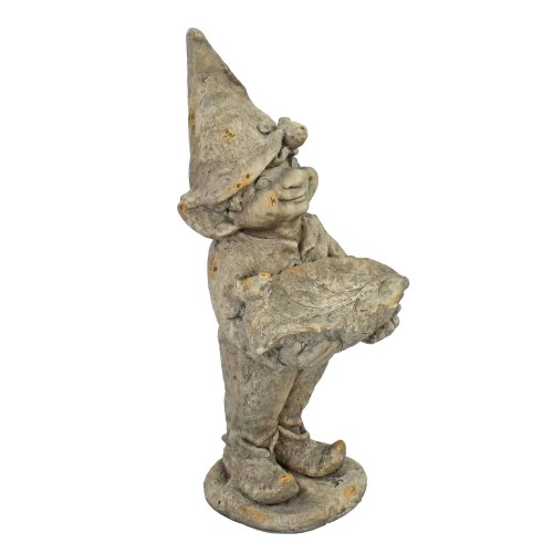 Solstice Sculptures Gnome Standing 50cm -Weathered Dark StoneEff