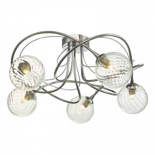 Onawa 5 Light Semi Flush Polished Chr-Twisted Closed Glass