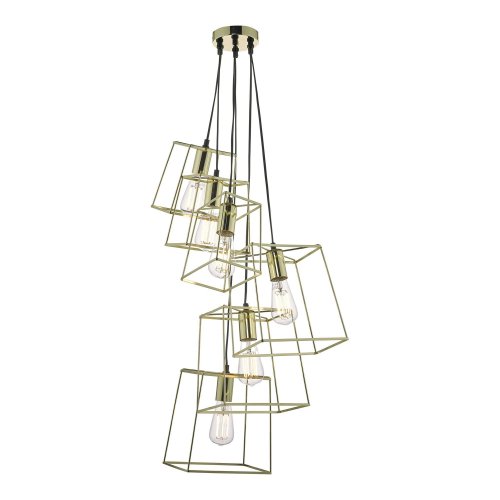 Tower 6 Light Cluster Pendant Gold