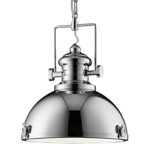 Searchlight Louisiana Industrial Pendant, 1Lt Chrome, Clear Lens