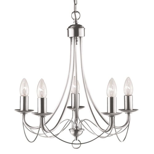 Searchlight Maypole 5 Light Satin Silver Ceiling