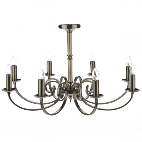 Dar Murray 8 Light Dual Mount Pendant Antique Brass