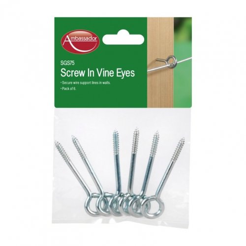 Ambassador Screw In Vine Eyes - Pack 6