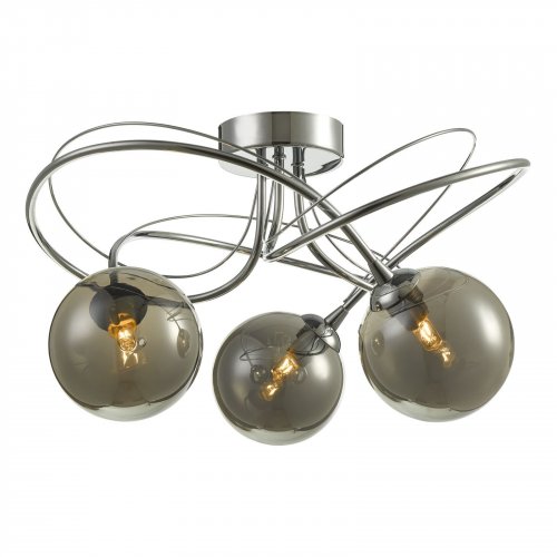 Onawa 3 Light Semi Flush Polished Chrome With Smoked Glass