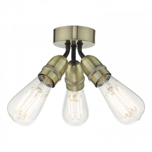 Yao 3 Light Flush Antique Brass