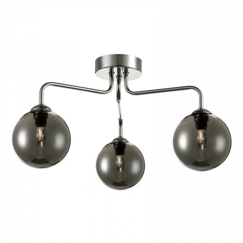 Feya 3 Light Semi Flush Polished Chrome Smoked Glass