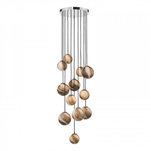 Mikara 12 Light Cluster Pendant Polished Chrome Glass 2.5M