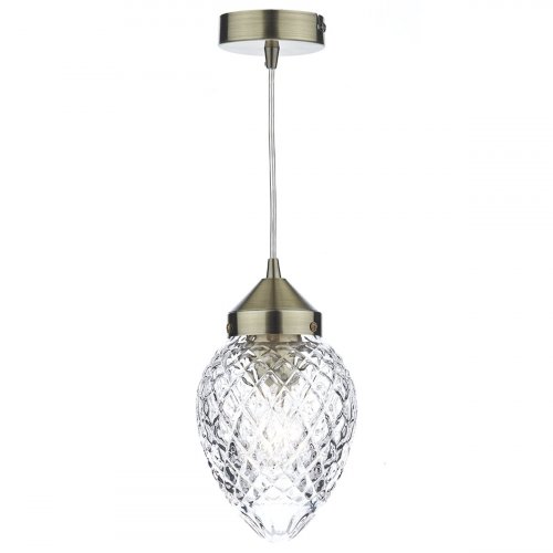 Dar Agatha 1 Light Pendant Antique Brass