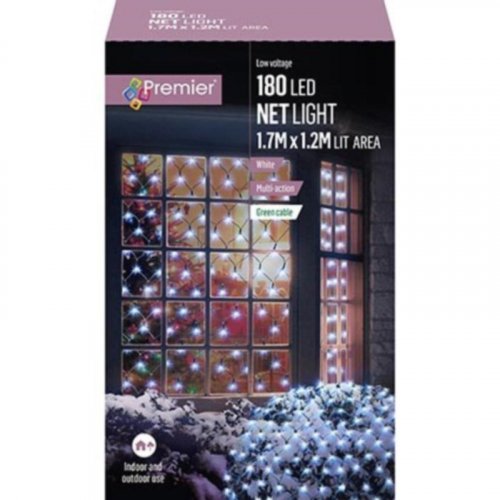 Premier Decorations 1.7 x 1.2M Multi-Action Net Light with 180 LED - White