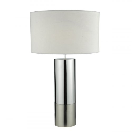 Dar Ingleby Table Lamp Polished Chrome Brushed Chrome with Shade