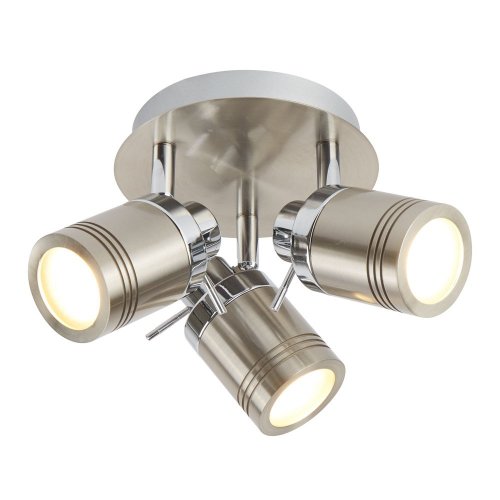 Searchlight Samson 3 Light Ip44 Bathroom Spot Plate Satin Silver