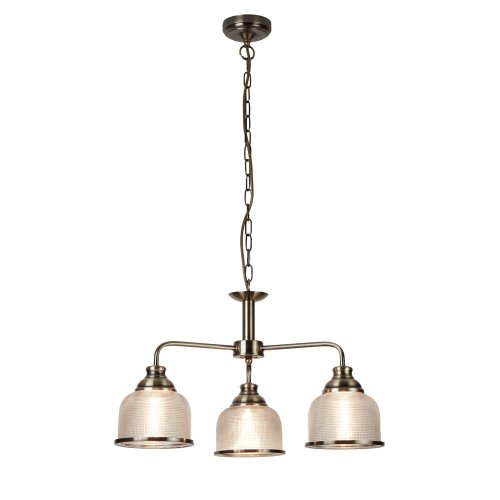 Searchlight Bistro Ii - 3Lt Ceiling, Antique Brass, Halophane Glass