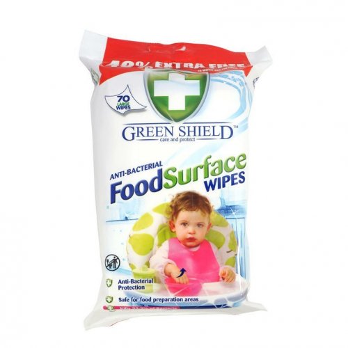 Green Shield Anti-Bacterial Food Surface Wipes (Pack of 70)