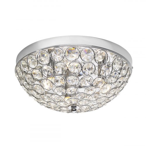 Dar Kyrie 3 Light Flush In Polished Chrome & Crystal