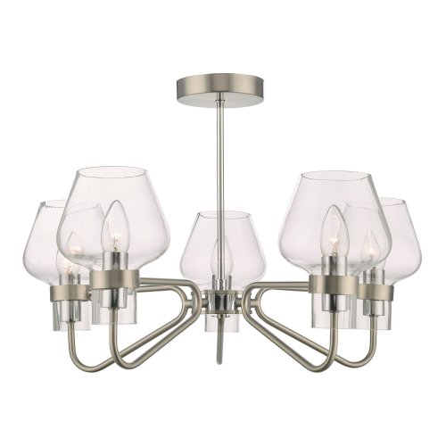 Keta 5 Light Semi Flush Satin Chrome & Polished Chrome