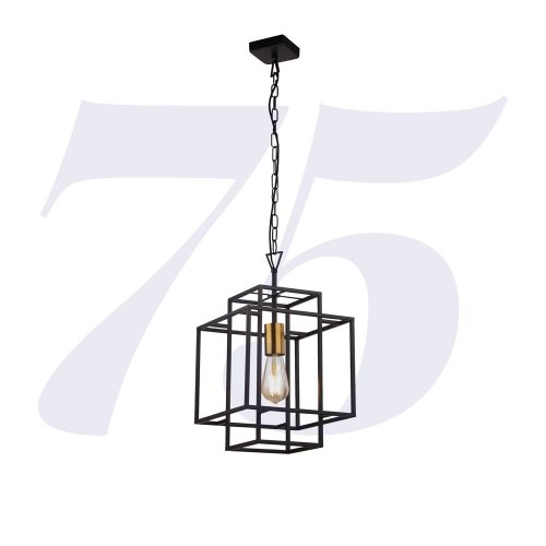 Searchlight Crate 1Lt Black Frame Pendant With Bronze Lampholder