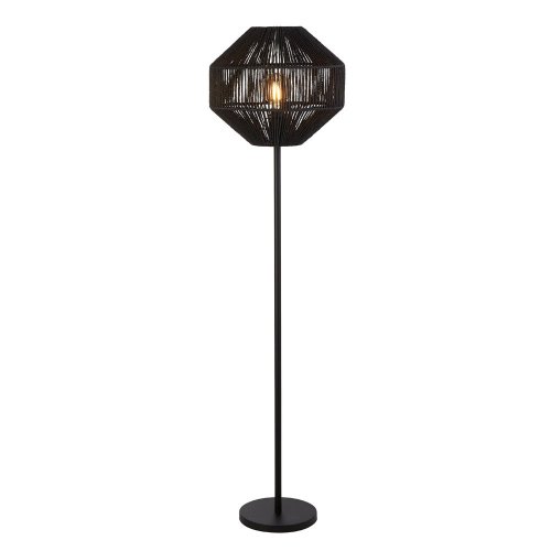 Searchlight Wicker 1Lt Floor Lamp, Black Wicker