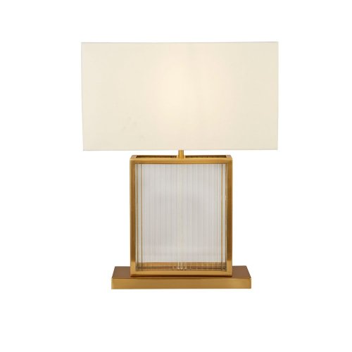 Searchlight Clarendon 1Lt Table Lamp, Tempered Glass,  Satin Brass