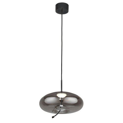 Searchlight Lisbon 1Lt Led Pendant,Black And Smoked Glass