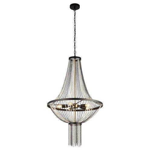 Searchlight Baguette 5Lt Pendant, Black With Satin Brass